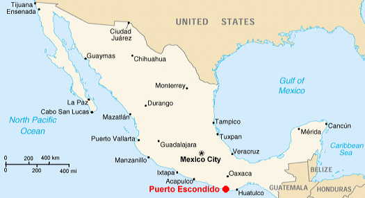 Puerto Escondido Map Oaxaca Mexico Maps