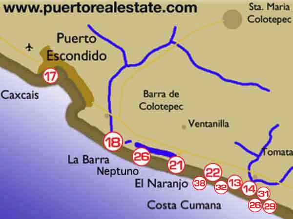 Puerto Escondido Map Oaxaca Mexico Maps